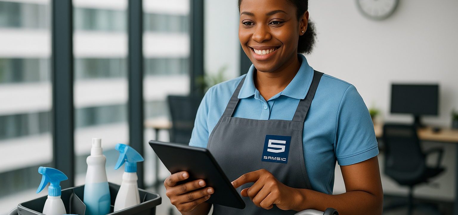 Smart Cleaning Strategies to Cut Commercial Cleaning Costs and Boost Efficiency Cleaning can be a hidden cost trap for many businesses. Whether you’re overseeing a corporate office, healthcare facility, or industrial site, inefficient cleaning practices can quietly erode your bottom line – without anyone noticing until it’s too late. At Samsic UK, we understand that commercial cleaning isn’t just about hygiene – it’s about performance, compliance, and cost control. In this guide, we reveal data-backed, cost-saving cleaning strategies to help you: Cut waste and overheads Streamline operations with smart technology Improve service quality without increasing spend If you’re looking to reduce cleaning expenses without compromising standards, these are the strategies you need. Quick Summary of the Best Strategies to Reduce Cleaning Costs Audit your cleaning service: Identify inefficiencies to implement cost-saving cleaning strategies and reduce cleaning expenses. Optimise schedules: Match cleaning frequency to actual need for efficient cleaning services and cleaning cost reduction. Use smart cleaning tech: Automated tools and sensors drive efficient cleaning services and lower commercial cleaning costs. Bundle FM services: Consolidate services to streamline delivery and cut commercial cleaning costs. Go sustainable: Eco-friendly methods reduce waste and support cost-saving cleaning strategies. Track performance data: Use KPIs and insights to adjust services for ongoing cleaning cost reduction. Why Cost-Saving Cleaning Strategies Matter for Every Business Efficient cleaning services are essential to your business’s success. It supports employee wellbeing, protects your reputation, and ensures compliance with health and safety regulations. However, cleaning – whether handled in-house or through a contractor – can quietly become a major area of hidden expense unless handled correctly, detracting from your profit margin. To help support your business, we’ve compiled our best-practice advice and the industry’s most effective cost-saving cleaning strategies and technologies, helping you to reduce cleaning expenses while maintaining quality and compliance across your facilities. How to Assess and Reduce Cleaning Expenses Effectively Before you reduce cleaning expenses, it’s crucial to understand where your money is currently being spent. A detailed assessment will help you to prioritise the improvements that will have the biggest impact. Common Areas of Cleaning Overspend Some of the most frequent causes of unnecessary cleaning costs include: Too much product usage: Over-ordering or free-pouring leads to waste and unnecessary spend. Inefficient cleaning schedules: Cleaning low-traffic or empty areas wastes time and resources. Outdated methods: Manual systems or poor-quality tools slow teams down and reduce cleaning quality whilst accruing a higher cost. In-house cleaning time: If your internal employees clean instead of doing their actual jobs, it affects productivity and profit and has an overall negative effect on the cleanliness of your premises. At Samsic, we combine industry-leading research and cutting-edge technology to ensure a bespoke service tailored to each of our clients’ business needs. This service is optimised and enhanced on an ongoing basis and ensures the best level of value for every pound spent. Conduct a Cleaning Audit for Maximum Cleaning Cost Reduction To uncover opportunities within your business for cleaning cost reduction, first conduct a structured audit process. Step 1: Define Audit Objectives Whilst regular cleaning audits help assess overall service quality, they should also focus on identifying areas of inefficiency, service gaps, and areas of expense that could be amended to offer more return. Step 2: Review Current Commercial Cleaning Costs, Contracts, and Service Agreements If your business works with a professional cleaning supplier, we recommend assessing your existing service level agreements (SLAs) to ensure they are aligned with your business’s current needs. Are they cleaning areas that don’t need daily attention? Could they adjust cleaning frequency based on footfall? Are tasks duplicated or unnecessary? Are the products, technologies, and processes used suitable for your business or industry? Could they be better? At Samsic, our dedicated Innovations department perform regular 360° service reviews to ensure our service is adapted to each client’s needs and business growth. For example, we often replace fixed daily schedules with demand-based cleaning strategies, delivering more efficient cleaning services that have reduced commercial cleaning costs. Step 3: Analyse Workforce Productivity & Scheduling Make sure your cleaning team is deployed where and when they’re needed most. Review their shift patterns and labour allocation across sites to reduce inconsistencies in quality standards, optimise coverage, and avoid under- or over-staffing. At Samsic UK, we utilise time-tracking data to assess efficiency amongst our teams. With scheduling technology, we can accurately map each of our cleaning operatives’ areas, ensuring an even workload between all members. Additionally, we track how long each clean takes and what it consists of – driving efficiency and continuous improvement. Step 4: Assess Cleaning Product and Equipment Usage Overuse of chemicals or outdated tools can inflate costs, whilst too little usage could mean areas are not sanitised correctly. It may be useful to consider: Introducing dilution control systems – helping the right amount of product to be used throughout all cleaning activities Switching to sustainable multi-use or refillable solutions Assessing the facility itself as older, poorly maintained environments can be harder and more costly to clean We recommend sustainable systems like Toucan Eco Active, which eliminate the need for store-bought chemicals and reduce commercial cleaning costs as the cleaning solution is generated on-site. Toucan also has huge sustainability benefits, reducing single-use plastics across site cleaning activities and eradicating the need for harsh chemicals. Step 5: Evaluate Technology and Automation Up-to-date technology or smart tools such as sensors can help to revolutionise your cleaning service by reducing cleaning expenses, the time taken to complete tasks, and perhaps even automating some tasks completely. Cobotics, for example, can conduct time-intensive tasks such as floor cleaning efficiently, freeing cleaning staff for more detail-focused work. IoT-enabled dispensers can track usage of paper towels and other consumables, reducing waste and eradicating unnecessary restocking or checks. At Hurstpierpoint College, Samsic deployed cobotics to clean the floors of the sports hall, answering the client’s request to introduce more efficient cleaning services. By doing this, labour allocation was significantly improved, as was service quality, as the cleaning team had more time to conduct periodic cleaning tasks. Step 6: Monitor Waste Management and Sustainability Practices Sustainable products and methods often deliver long-term savings as well as raising the sustainability credentials of your business. Consider: Reusable microfiber cloths over disposable wipes Concentrated formulas to reduce frequent inventory ordering and waste collection services Bulk purchasing to lower unit costs (although not appropriate if you are limited on storage!) Introducing closed-loop systems or chemical-free cleaning solutions Whilst new Simpler Recycling regulations, which include improved waste sorting and recycling, could also save you money by minimising waste collections – we recommend utilising technology such as Toucan Eco Active or OdorBac. Both solutions support the reduction of frequent purchasing and cleaning expenses as part of a cost-saving cleaning strategy. Step 7: Gather Feedback and Adjust Accordingly Regularly collect feedback from staff, clients, and visitors to help ensure expectations are being met. Insights into perceived cleanliness help identify missed areas and service gaps before they become costly issues, as well as protecting wider employee morale and the reputation of your business. Step 8: Implement Changes and Monitor Performance After making improvements, monitor performance quarterly on an ongoing basis. Track cost reductions, employee satisfaction, and service quality and adjust as needed to keep your cleaning service aligned with your goals. Technologies That Enable Efficient Cleaning and Lower Commercial Cleaning Costs At Samsic, we prioritise developing a partnership with our clients. With a strong partnership, we can develop a continuously expanding and developing service that is bespoke for our client and has their greater business goals in mind. Through a tailored approach, we can elevate cleaning standards and unlock long-term savings. Cobotics and Smart Automation for Cost-Saving Cleaning Strategies Cobotics – robotic systems designed to work alongside human operatives – are transforming cleaning services by reducing repetitive labour-intensive jobs as part of overall cost-saving cleaning strategies. At client sites such as Hurstpierpoint College and Kraft Heinz, Samsic has implemented cobotic technology to achieve significant efficiency gains – reducing daily cleaning hours by 15 hours at one client site alone. With cobotics, our people can focus on higher-value cleaning tasks, allowing us to enhance productivity without increasing staffing costs. Cobots also bring added-value sustainability benefits through features like water recycling, which contribute to reduced utility costs. Want to cut cleaning costs by 50% like Kraft Heinz? Request a free review. Data-Driven, Sensor-Led Cleaning to Reduce Cleaning Expenses and Improve Efficiency Sensor-based cleaning solutions offer real-time insights into space usage, enabling efficient cleaning services by adapting team schedules to actual occupancy and traffic flow. This data-driven approach prevents over-servicing, reduces wasted labour, and ensures that resources are allocated where they are most needed. We use SenseTech and PEGO to turn real-time data into smarter, leaner cleaning – no wasted labour, no guesswork. PEGO combines digital twinning, sensor integration, task management, and AI-driven analytics to streamline communication between our people, our clients, and building occupants. This enables real-time prioritisation of tasks, faster service response, and improved team engagement. SenseTech provides our frontline teams with wearable devices that improve safety, communication, and workflow efficiency. It allows real-time monitoring and supports optimal task management, reducing downtime and improving security. Sensor technology helps to support our clients profit margin through: Reduced cleaning hours and labour costs Enhanced reporting and service transparency Higher team satisfaction and staff retention On-demand, high-impact cleaning over standardised routines By moving away from rigid schedules and towards responsive, demand-led cleaning, we not only reduce operational costs but also increase motivation and service quality among our frontline teams, leading to greater service continuity. Continuous Improvement and Transparent Communication in Cost-Effective Cleaning Continuous improvement in commercial cleaning is driven by open communication, collaborative planning, and transparent performance monitoring. At Samsic, we believe that the most efficient, cost-saving cleaning services are built on strong client partnerships and real-time data that supports smart, informed decisions. Collaborative Planning for Long-Term Cleaning Cost Reduction Through regular communication and strategic collaboration, businesses can achieve significant cost savings and service efficiencies in their cleaning operations. At Samsic, we prioritise client relationships by conducting: Ongoing check-ins Routine review meetings Transparent service reporting Regular contact between you and your cleaning provider ensures the cleaning service is aligned with your evolving needs and tailored to the specific challenges of your industry. By continually reviewing goals and performance, your cleaning provider can ensure that the service grows alongside your business – adapting as your environment and requirements change. Your cleaning provider should be delivering a solution that not only fits your current needs but anticipates your future ones. Using Real-Time Feedback to Refine Efficient Cleaning Services As feedback is critical for improvement, at Samsic we use a combination of real-time insights, auditing tools, and structured reviews to create a transparent feedback loop that benefits both clients and frontline teams. Our digital auditing platform, ECAT, helps to identify pain points and uncover efficiency opportunities with our cleaning teams logging site performance, incidents, and photographic evidence in real time, to enable: Immediate visibility of site standards Centralised data for both client and Samsic management Informed conversations about improvement and performance ECAT’s bespoke reporting capabilities also help our clients monitor the progress and impact of any cost-saving initiatives, making performance improvement measurable and actionable. Beyond ECAT, we conduct weekly client meetings, quarterly performance reviews, and in many cases annual 360° specialist reviews to assess long-term service quality and innovation. Combined with on-site visits and strict auditing protocols, these feedback mechanisms ensure we are continually refining your cleaning service to improve quality, reduce waste, and deliver lasting value. Professional cleaning providers should always supply consistent KPIs and performance metrics to track progress, demonstrate accountability, and support transparent, data-led decision-making. Why Partnering with a Professional Cleaning Provider Reduces Long-Term Cleaning Costs Partnering with a professional cleaning provider delivers more than just day-to-day cleanliness – it’s a strategic move that drives cost savings, compliance, and operational efficiency. Here’s how: Expertise and innovation Professional cleaning services providers invest heavily in R&D, advanced cleaning equipment, and continuous training – resources that your own employees would not have access too which could jeopardise the quality of their cleaning outcomes. At Samsic, we support our teams through: Our robust in-house Learning Management System (LMS) Regular Toolbox Talks and site-specific safety training Clear career progression pathways that support long-term retention Our two in-house BICSc-accredited training centres Scalable, Responsive Service Your cleaning needs can change – whether daily, seasonally, operationally, or during emergencies. A professional cleaning partner provides flexible service levels, scaling up or down without the overhead costs of managing internal staff. This adaptability ensures you only pay for the support you need, when you need it – making your service more agile, responsive, and cost-efficient. All-in-one compliance and risk reduction From Health & Safety and COSHH to safeguarding and sustainability, a professional cleaning provider ensures your operations remain fully-compliant with evolving legislation and best practices. At Samsic, our teams are trained to uphold: Robust Health & Safety protocols Environmentally responsible practices aligned with ESG commitments Safeguarding procedures in sensitive environments such as schools or healthcare settings This not only reduces legal and operational risk but also protects your brand reputation and employees and visitors wellbeing. Our internal SHEQ team visit our client sites on an ongoing basis, monitoring and improving site standards and ensuring compliancy. Our team suggest developments to site compliancy on a bespoke basis, supporting the team by implementing new tools to help ensure a safe and hospitable environment for your employees, as well as ensuring the ongoing training of our own site teams to help make H&S an ongoing priority. Our professional team ensures H&S, COSHH, safeguarding, and environmental standards are met – protecting your reputation and reducing legal risk. Request your free compliance audit here. Final Thoughts: Lower Costs, Better Results Reducing cleaning expenses does not need to mean cutting corners or reducing quality – it means working smarter. From data-led audits and smart scheduling to automation, sustainable solutions, and collaborative partnerships, there are countless cost-saving cleaning strategies you can introduce to save costs within your cleaning service whilst increasing value. By implementing the strategies outlined in this guide, businesses can unlock long-term cleaning cost reductions while maintaining the high standards that protect people, reputation, and performance. You don’t have to choose between low cost and high standards. With Samsic, you get smart, efficient cleaning solutions that reduce spend, improve performance, and grow with your business. From cobotics to real-time tracking, our strategies help you unlock long-term value — not just short-term savings. Book your free cleaning audit today and discover how much you could save. Get in touch with our team now or call us on 02476 549000. FAQ’s Q: What’s the best way to reduce commercial cleaning costs? A: The best way to reduce cleaning costs is by reviewing your current service, adjusting cleaning schedules based on actual building use, and – where possible – using smart cleaning technology. These steps cut waste and time spent cleaning without affecting quality. Q: What is smart cleaning technology and how does it work? A: Smart cleaning technology refers to automated systems and data-driven tools – like robotic ‘cobot’ cleaners, AI-powered sensors, and real-time monitoring platforms – that streamline cleaning operations. These tools are key to efficient cleaning services, enabling consistent results with lower resource use. Q: How does smart cleaning technology contribute to cleaning cost reduction? A: Smart cleaning systems optimise staff deployment and prioritise high-traffic areas based on usage data. This reduces over-cleaning, minimises waste, and delivers measurable cleaning cost reduction without compromising hygiene. Q: Can small businesses benefit from using smart cleaning technology? A: Absolutely. Smart cleaning technology is scalable, meaning even small businesses can adopt cost-saving cleaning strategies by starting with simple tools – like digital auditing systems or footfall sensors – and expanding as needed. Q: Does sustainable cleaning help reduce cleaning costs? A: Yes. Eco-friendly cleaning often reduces costs by using fewer chemicals, generating less waste, and relying on reusable products which minimise inventory expenses. Q: Can I bundle cleaning with other FM services to save money? A: Yes. Bundling cleaning with other facilities services can reduce admin costs, streamline management, and deliver cost savings through economies of scale. Q: How often should I review my cleaning contract? A: Review your cleaning contract every 3–6 months or when your business needs change. This ensures your service is still cost-effective and fit for purpose.