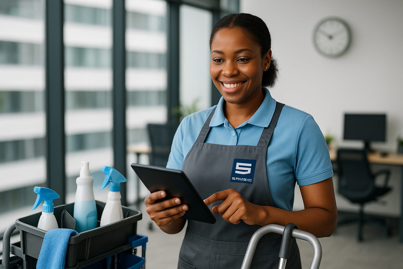 Smart Cleaning Strategies to Cut Commercial Cleaning Costs and Boost Efficiency Cleaning can be a hidden cost trap for many businesses. Whether you’re overseeing a corporate office, healthcare facility, or industrial site, inefficient cleaning practices can quietly erode your bottom line – without anyone noticing until it’s too late. At Samsic UK, we understand that commercial cleaning isn’t just about hygiene – it’s about performance, compliance, and cost control. In this guide, we reveal data-backed, cost-saving cleaning strategies to help you: Cut waste and overheads Streamline operations with smart technology Improve service quality without increasing spend If you’re looking to reduce cleaning expenses without compromising standards, these are the strategies you need. Quick Summary of the Best Strategies to Reduce Cleaning Costs Audit your cleaning service: Identify inefficiencies to implement cost-saving cleaning strategies and reduce cleaning expenses. Optimise schedules: Match cleaning frequency to actual need for efficient cleaning services and cleaning cost reduction. Use smart cleaning tech: Automated tools and sensors drive efficient cleaning services and lower commercial cleaning costs. Bundle FM services: Consolidate services to streamline delivery and cut commercial cleaning costs. Go sustainable: Eco-friendly methods reduce waste and support cost-saving cleaning strategies. Track performance data: Use KPIs and insights to adjust services for ongoing cleaning cost reduction. Why Cost-Saving Cleaning Strategies Matter for Every Business Efficient cleaning services are essential to your business’s success. It supports employee wellbeing, protects your reputation, and ensures compliance with health and safety regulations. However, cleaning – whether handled in-house or through a contractor – can quietly become a major area of hidden expense unless handled correctly, detracting from your profit margin. To help support your business, we’ve compiled our best-practice advice and the industry’s most effective cost-saving cleaning strategies and technologies, helping you to reduce cleaning expenses while maintaining quality and compliance across your facilities. How to Assess and Reduce Cleaning Expenses Effectively Before you reduce cleaning expenses, it’s crucial to understand where your money is currently being spent. A detailed assessment will help you to prioritise the improvements that will have the biggest impact. Common Areas of Cleaning Overspend Some of the most frequent causes of unnecessary cleaning costs include: Too much product usage: Over-ordering or free-pouring leads to waste and unnecessary spend. Inefficient cleaning schedules: Cleaning low-traffic or empty areas wastes time and resources. Outdated methods: Manual systems or poor-quality tools slow teams down and reduce cleaning quality whilst accruing a higher cost. In-house cleaning time: If your internal employees clean instead of doing their actual jobs, it affects productivity and profit and has an overall negative effect on the cleanliness of your premises. At Samsic, we combine industry-leading research and cutting-edge technology to ensure a bespoke service tailored to each of our clients’ business needs. This service is optimised and enhanced on an ongoing basis and ensures the best level of value for every pound spent. Conduct a Cleaning Audit for Maximum Cleaning Cost Reduction To uncover opportunities within your business for cleaning cost reduction, first conduct a structured audit process. Step 1: Define Audit Objectives Whilst regular cleaning audits help assess overall service quality, they should also focus on identifying areas of inefficiency, service gaps, and areas of expense that could be amended to offer more return. Step 2: Review Current Commercial Cleaning Costs, Contracts, and Service Agreements If your business works with a professional cleaning supplier, we recommend assessing your existing service level agreements (SLAs) to ensure they are aligned with your business’s current needs. Are they cleaning areas that don’t need daily attention? Could they adjust cleaning frequency based on footfall? Are tasks duplicated or unnecessary? Are the products, technologies, and processes used suitable for your business or industry? Could they be better? At Samsic, our dedicated Innovations department perform regular 360° service reviews to ensure our service is adapted to each client’s needs and business growth. For example, we often replace fixed daily schedules with demand-based cleaning strategies, delivering more efficient cleaning services that have reduced commercial cleaning costs. Step 3: Analyse Workforce Productivity & Scheduling Make sure your cleaning team is deployed where and when they’re needed most. Review their shift patterns and labour allocation across sites to reduce inconsistencies in quality standards, optimise coverage, and avoid under- or over-staffing. At Samsic UK, we utilise time-tracking data to assess efficiency amongst our teams. With scheduling technology, we can accurately map each of our cleaning operatives’ areas, ensuring an even workload between all members. Additionally, we track how long each clean takes and what it consists of – driving efficiency and continuous improvement. Step 4: Assess Cleaning Product and Equipment Usage Overuse of chemicals or outdated tools can inflate costs, whilst too little usage could mean areas are not sanitised correctly. It may be useful to consider: Introducing dilution control systems – helping the right amount of product to be used throughout all cleaning activities Switching to sustainable multi-use or refillable solutions Assessing the facility itself as older, poorly maintained environments can be harder and more costly to clean We recommend sustainable systems like Toucan Eco Active, which eliminate the need for store-bought chemicals and reduce commercial cleaning costs as the cleaning solution is generated on-site. Toucan also has huge sustainability benefits, reducing single-use plastics across site cleaning activities and eradicating the need for harsh chemicals. Step 5: Evaluate Technology and Automation Up-to-date technology or smart tools such as sensors can help to revolutionise your cleaning service by reducing cleaning expenses, the time taken to complete tasks, and perhaps even automating some tasks completely. Cobotics, for example, can conduct time-intensive tasks such as floor cleaning efficiently, freeing cleaning staff for more detail-focused work. IoT-enabled dispensers can track usage of paper towels and other consumables, reducing waste and eradicating unnecessary restocking or checks. At Hurstpierpoint College, Samsic deployed cobotics to clean the floors of the sports hall, answering the client’s request to introduce more efficient cleaning services. By doing this, labour allocation was significantly improved, as was service quality, as the cleaning team had more time to conduct periodic cleaning tasks. Step 6: Monitor Waste Management and Sustainability Practices Sustainable products and methods often deliver long-term savings as well as raising the sustainability credentials of your business. Consider: Reusable microfiber cloths over disposable wipes Concentrated formulas to reduce frequent inventory ordering and waste collection services Bulk purchasing to lower unit costs (although not appropriate if you are limited on storage!) Introducing closed-loop systems or chemical-free cleaning solutions Whilst new Simpler Recycling regulations, which include improved waste sorting and recycling, could also save you money by minimising waste collections – we recommend utilising technology such as Toucan Eco Active or OdorBac. Both solutions support the reduction of frequent purchasing and cleaning expenses as part of a cost-saving cleaning strategy. Step 7: Gather Feedback and Adjust Accordingly Regularly collect feedback from staff, clients, and visitors to help ensure expectations are being met. Insights into perceived cleanliness help identify missed areas and service gaps before they become costly issues, as well as protecting wider employee morale and the reputation of your business. Step 8: Implement Changes and Monitor Performance After making improvements, monitor performance quarterly on an ongoing basis. Track cost reductions, employee satisfaction, and service quality and adjust as needed to keep your cleaning service aligned with your goals. Technologies That Enable Efficient Cleaning and Lower Commercial Cleaning Costs At Samsic, we prioritise developing a partnership with our clients. With a strong partnership, we can develop a continuously expanding and developing service that is bespoke for our client and has their greater business goals in mind. Through a tailored approach, we can elevate cleaning standards and unlock long-term savings. Cobotics and Smart Automation for Cost-Saving Cleaning Strategies Cobotics – robotic systems designed to work alongside human operatives – are transforming cleaning services by reducing repetitive labour-intensive jobs as part of overall cost-saving cleaning strategies. At client sites such as Hurstpierpoint College and Kraft Heinz, Samsic has implemented cobotic technology to achieve significant efficiency gains – reducing daily cleaning hours by 15 hours at one client site alone. With cobotics, our people can focus on higher-value cleaning tasks, allowing us to enhance productivity without increasing staffing costs. Cobots also bring added-value sustainability benefits through features like water recycling, which contribute to reduced utility costs. Want to cut cleaning costs by 50% like Kraft Heinz? Request a free review. Data-Driven, Sensor-Led Cleaning to Reduce Cleaning Expenses and Improve Efficiency Sensor-based cleaning solutions offer real-time insights into space usage, enabling efficient cleaning services by adapting team schedules to actual occupancy and traffic flow. This data-driven approach prevents over-servicing, reduces wasted labour, and ensures that resources are allocated where they are most needed. We use SenseTech and PEGO to turn real-time data into smarter, leaner cleaning – no wasted labour, no guesswork. PEGO combines digital twinning, sensor integration, task management, and AI-driven analytics to streamline communication between our people, our clients, and building occupants. This enables real-time prioritisation of tasks, faster service response, and improved team engagement. SenseTech provides our frontline teams with wearable devices that improve safety, communication, and workflow efficiency. It allows real-time monitoring and supports optimal task management, reducing downtime and improving security. Sensor technology helps to support our clients profit margin through: Reduced cleaning hours and labour costs Enhanced reporting and service transparency Higher team satisfaction and staff retention On-demand, high-impact cleaning over standardised routines By moving away from rigid schedules and towards responsive, demand-led cleaning, we not only reduce operational costs but also increase motivation and service quality among our frontline teams, leading to greater service continuity. Continuous Improvement and Transparent Communication in Cost-Effective Cleaning Continuous improvement in commercial cleaning is driven by open communication, collaborative planning, and transparent performance monitoring. At Samsic, we believe that the most efficient, cost-saving cleaning services are built on strong client partnerships and real-time data that supports smart, informed decisions. Collaborative Planning for Long-Term Cleaning Cost Reduction Through regular communication and strategic collaboration, businesses can achieve significant cost savings and service efficiencies in their cleaning operations. At Samsic, we prioritise client relationships by conducting: Ongoing check-ins Routine review meetings Transparent service reporting Regular contact between you and your cleaning provider ensures the cleaning service is aligned with your evolving needs and tailored to the specific challenges of your industry. By continually reviewing goals and performance, your cleaning provider can ensure that the service grows alongside your business – adapting as your environment and requirements change. Your cleaning provider should be delivering a solution that not only fits your current needs but anticipates your future ones. Using Real-Time Feedback to Refine Efficient Cleaning Services As feedback is critical for improvement, at Samsic we use a combination of real-time insights, auditing tools, and structured reviews to create a transparent feedback loop that benefits both clients and frontline teams. Our digital auditing platform, ECAT, helps to identify pain points and uncover efficiency opportunities with our cleaning teams logging site performance, incidents, and photographic evidence in real time, to enable: Immediate visibility of site standards Centralised data for both client and Samsic management Informed conversations about improvement and performance ECAT’s bespoke reporting capabilities also help our clients monitor the progress and impact of any cost-saving initiatives, making performance improvement measurable and actionable. Beyond ECAT, we conduct weekly client meetings, quarterly performance reviews, and in many cases annual 360° specialist reviews to assess long-term service quality and innovation. Combined with on-site visits and strict auditing protocols, these feedback mechanisms ensure we are continually refining your cleaning service to improve quality, reduce waste, and deliver lasting value. Professional cleaning providers should always supply consistent KPIs and performance metrics to track progress, demonstrate accountability, and support transparent, data-led decision-making. Why Partnering with a Professional Cleaning Provider Reduces Long-Term Cleaning Costs Partnering with a professional cleaning provider delivers more than just day-to-day cleanliness – it’s a strategic move that drives cost savings, compliance, and operational efficiency. Here’s how: Expertise and innovation Professional cleaning services providers invest heavily in R&D, advanced cleaning equipment, and continuous training – resources that your own employees would not have access too which could jeopardise the quality of their cleaning outcomes. At Samsic, we support our teams through: Our robust in-house Learning Management System (LMS) Regular Toolbox Talks and site-specific safety training Clear career progression pathways that support long-term retention Our two in-house BICSc-accredited training centres Scalable, Responsive Service Your cleaning needs can change – whether daily, seasonally, operationally, or during emergencies. A professional cleaning partner provides flexible service levels, scaling up or down without the overhead costs of managing internal staff. This adaptability ensures you only pay for the support you need, when you need it – making your service more agile, responsive, and cost-efficient. All-in-one compliance and risk reduction From Health & Safety and COSHH to safeguarding and sustainability, a professional cleaning provider ensures your operations remain fully-compliant with evolving legislation and best practices. At Samsic, our teams are trained to uphold: Robust Health & Safety protocols Environmentally responsible practices aligned with ESG commitments Safeguarding procedures in sensitive environments such as schools or healthcare settings This not only reduces legal and operational risk but also protects your brand reputation and employees and visitors wellbeing. Our internal SHEQ team visit our client sites on an ongoing basis, monitoring and improving site standards and ensuring compliancy. Our team suggest developments to site compliancy on a bespoke basis, supporting the team by implementing new tools to help ensure a safe and hospitable environment for your employees, as well as ensuring the ongoing training of our own site teams to help make H&S an ongoing priority. Our professional team ensures H&S, COSHH, safeguarding, and environmental standards are met – protecting your reputation and reducing legal risk. Request your free compliance audit here. Final Thoughts: Lower Costs, Better Results Reducing cleaning expenses does not need to mean cutting corners or reducing quality – it means working smarter. From data-led audits and smart scheduling to automation, sustainable solutions, and collaborative partnerships, there are countless cost-saving cleaning strategies you can introduce to save costs within your cleaning service whilst increasing value. By implementing the strategies outlined in this guide, businesses can unlock long-term cleaning cost reductions while maintaining the high standards that protect people, reputation, and performance. You don’t have to choose between low cost and high standards. With Samsic, you get smart, efficient cleaning solutions that reduce spend, improve performance, and grow with your business. From cobotics to real-time tracking, our strategies help you unlock long-term value — not just short-term savings. Book your free cleaning audit today and discover how much you could save. Get in touch with our team now or call us on 02476 549000. FAQ’s Q: What’s the best way to reduce commercial cleaning costs? A: The best way to reduce cleaning costs is by reviewing your current service, adjusting cleaning schedules based on actual building use, and – where possible – using smart cleaning technology. These steps cut waste and time spent cleaning without affecting quality. Q: What is smart cleaning technology and how does it work? A: Smart cleaning technology refers to automated systems and data-driven tools – like robotic ‘cobot’ cleaners, AI-powered sensors, and real-time monitoring platforms – that streamline cleaning operations. These tools are key to efficient cleaning services, enabling consistent results with lower resource use. Q: How does smart cleaning technology contribute to cleaning cost reduction? A: Smart cleaning systems optimise staff deployment and prioritise high-traffic areas based on usage data. This reduces over-cleaning, minimises waste, and delivers measurable cleaning cost reduction without compromising hygiene. Q: Can small businesses benefit from using smart cleaning technology? A: Absolutely. Smart cleaning technology is scalable, meaning even small businesses can adopt cost-saving cleaning strategies by starting with simple tools – like digital auditing systems or footfall sensors – and expanding as needed. Q: Does sustainable cleaning help reduce cleaning costs? A: Yes. Eco-friendly cleaning often reduces costs by using fewer chemicals, generating less waste, and relying on reusable products which minimise inventory expenses. Q: Can I bundle cleaning with other FM services to save money? A: Yes. Bundling cleaning with other facilities services can reduce admin costs, streamline management, and deliver cost savings through economies of scale. Q: How often should I review my cleaning contract? A: Review your cleaning contract every 3–6 months or when your business needs change. This ensures your service is still cost-effective and fit for purpose.